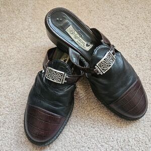 Brighton Kendra Mules, Soft Leather Brown/Black 9.5 Italian Made